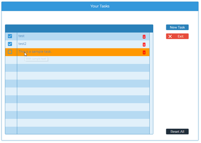 Profound.js Spaces - Simple Task List With Reset Button